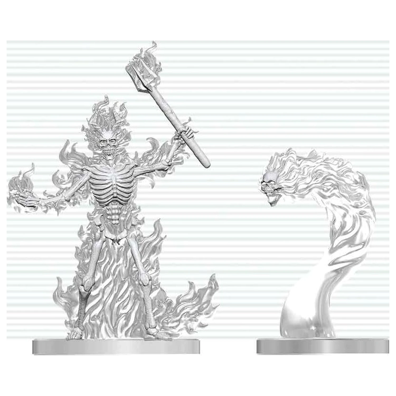 Dungeons & Dragons Nolzur's Marvelous Miniatures Unpainted Miniatur Flaming Skeleton & Flameskull 14 cm Produktfoto