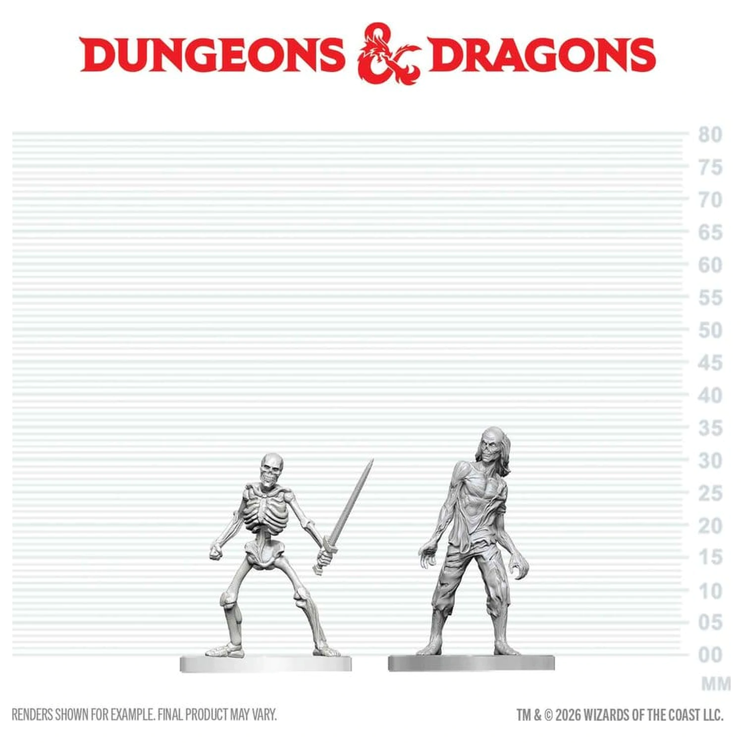 Dungeons & Dragons Nolzur's Marvelous Miniatures Unbemalte Miniatur Zombie & Skelett 14 cm Produktfoto