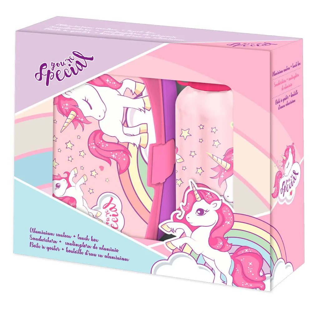 Unicorn Lunchbox + Aluminium Flasche 500ml Produktfoto