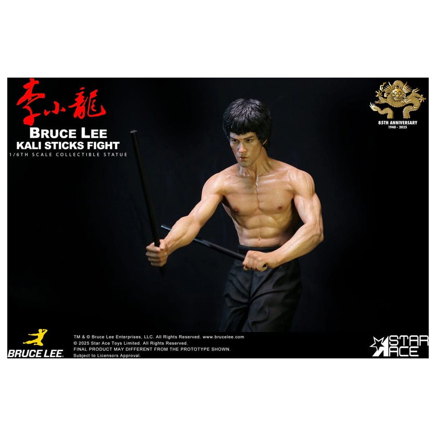 Enter the Dragon Movie Statue 1/6 Bruce Lee Kali Sticks Fight Deluxe Basement Version 30 Zentimeter Produktfoto