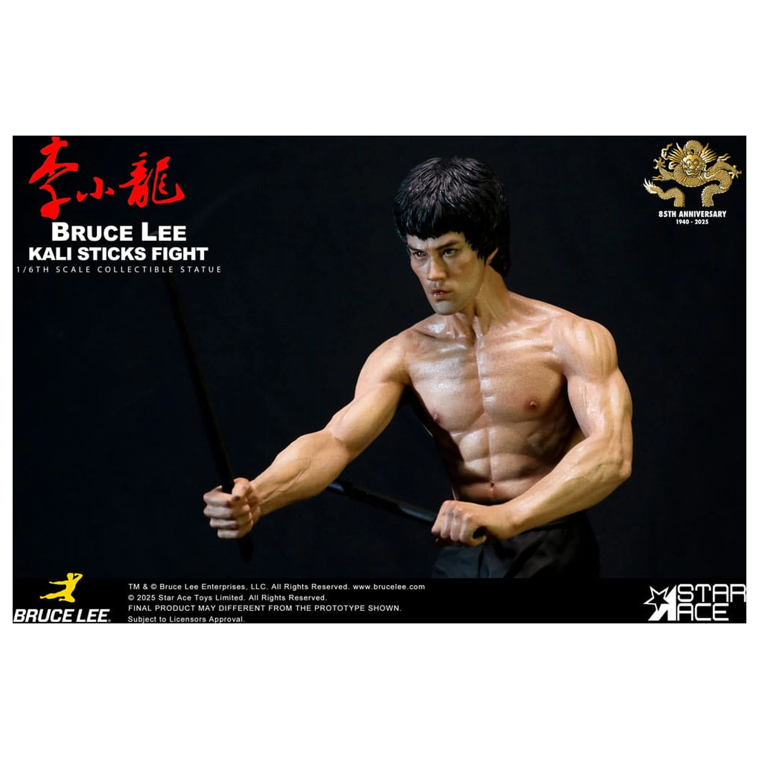 Enter the Dragon Movie Statue 1/6 Bruce Lee Kali Sticks Fight Deluxe Basement Version 30 Zentimeter Produktfoto