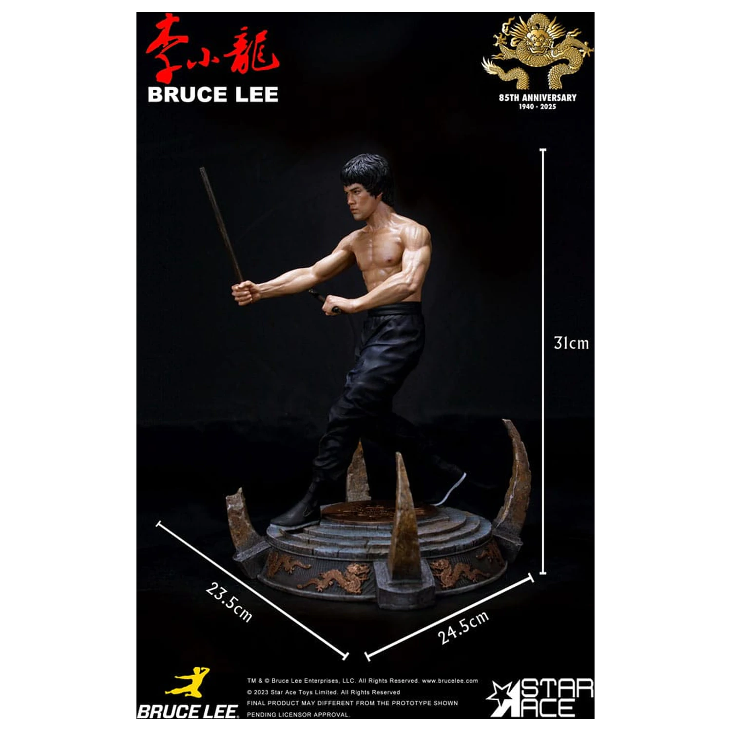 Enter the Dragon Movie Statue im Maßstab 1/6 Bruce Lee Kali Sticks Fight Normal Basement Version 30 cm Produktfoto