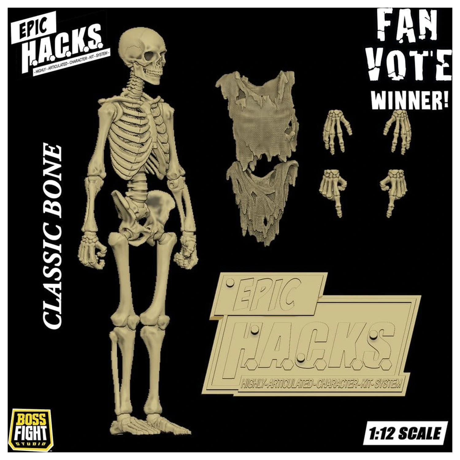 Epic H.A.C.K.S. Actionfigur 1/12 Skelett Blank Classic Bone Produktfoto