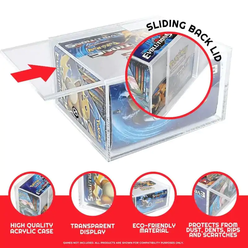 Evoretro Acryl Vitrine für Booster Boxen / Elite Trainer Boxen Ver. 1 mit Schiebedeckel Produktfoto