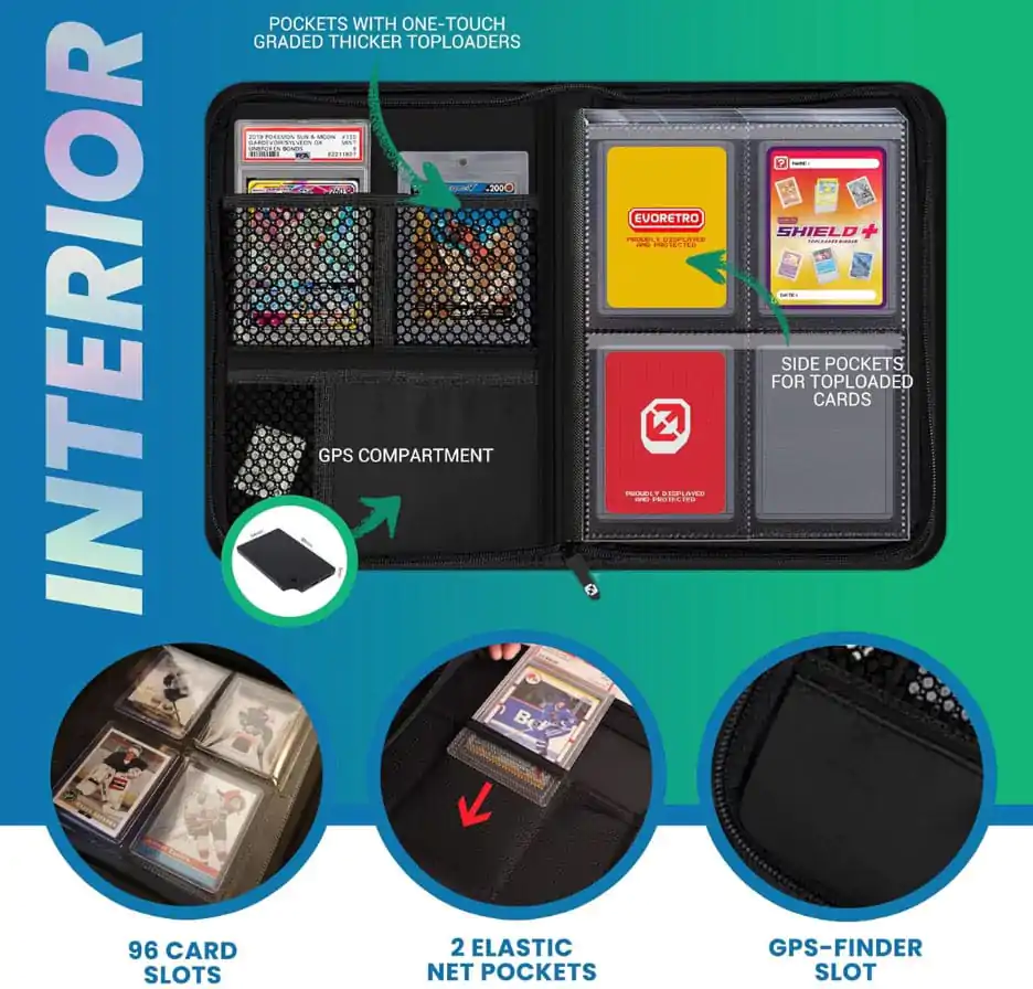 Evoretro Shield+ Topload Karten Binder Kompakt 96 Karten Schwarz Produktfoto
