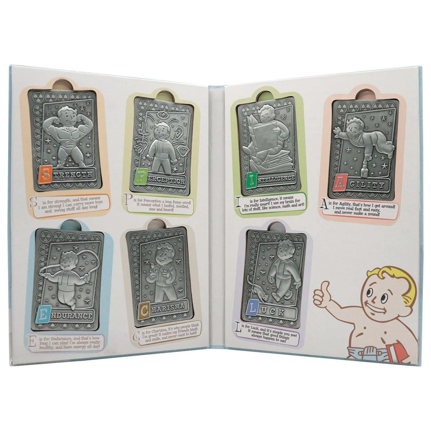 Fallout Ingots mit Album S.P.E.C.I.A.L. Perk Card Sammleralbum Produktfoto
