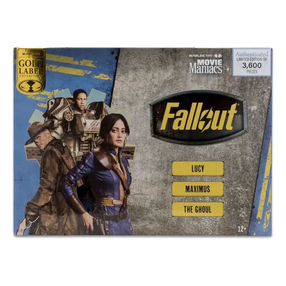 Fallout Movie Maniacs Actionfiguren 3er-Pack Lucy &amp; Maximus &amp; The Ghoul (GITD) (Gold Label) 15 cm Produktfoto