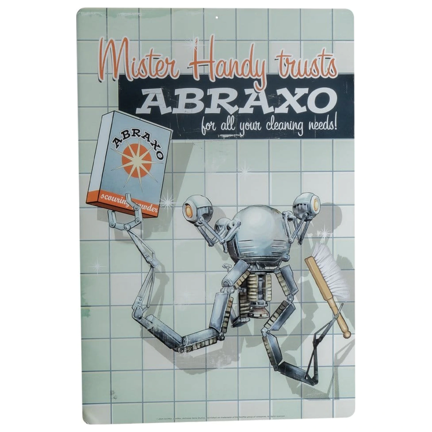 Fallout Metallschild Mr. Handy Produktfoto