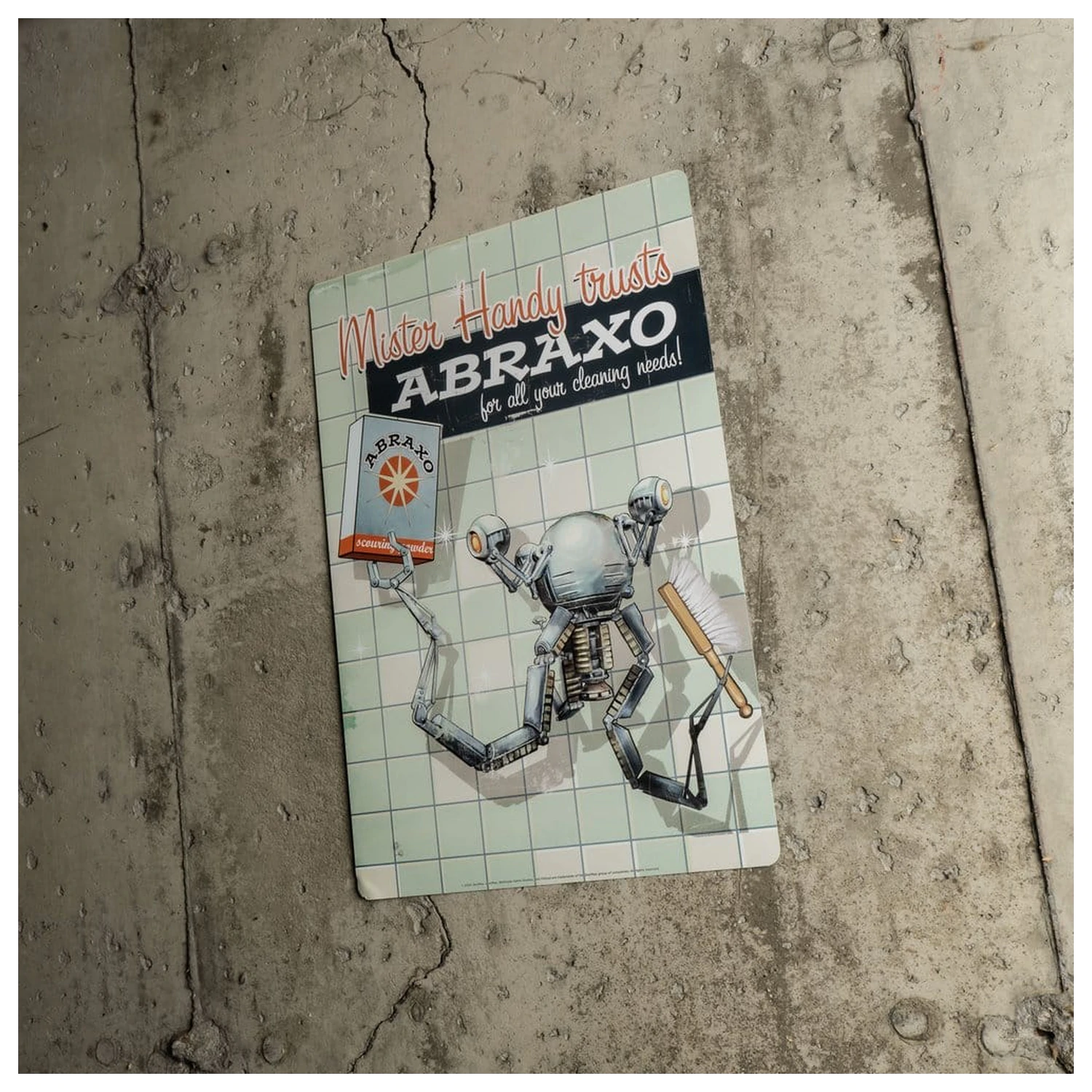 Fallout Metallschild Mr. Handy Produktfoto