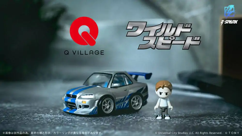Fast & Furious Q-Village Fahrzeug mit Minifigur Nissan Skyline GT-R (R34) 9 cm Produktfoto