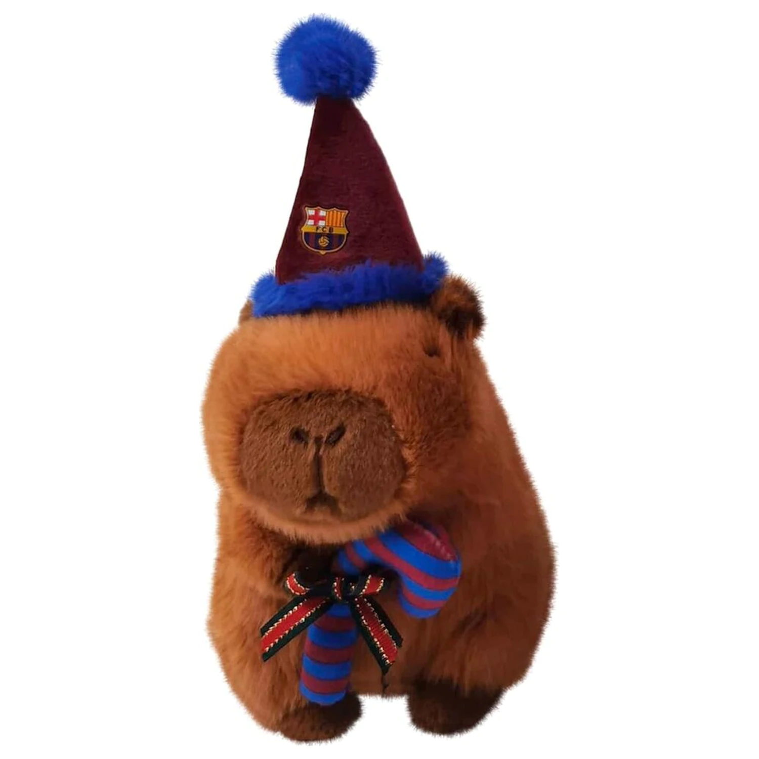 FC Barcelona Capybara Plüschtier Weihnachtsmütze 20cm Produktfoto