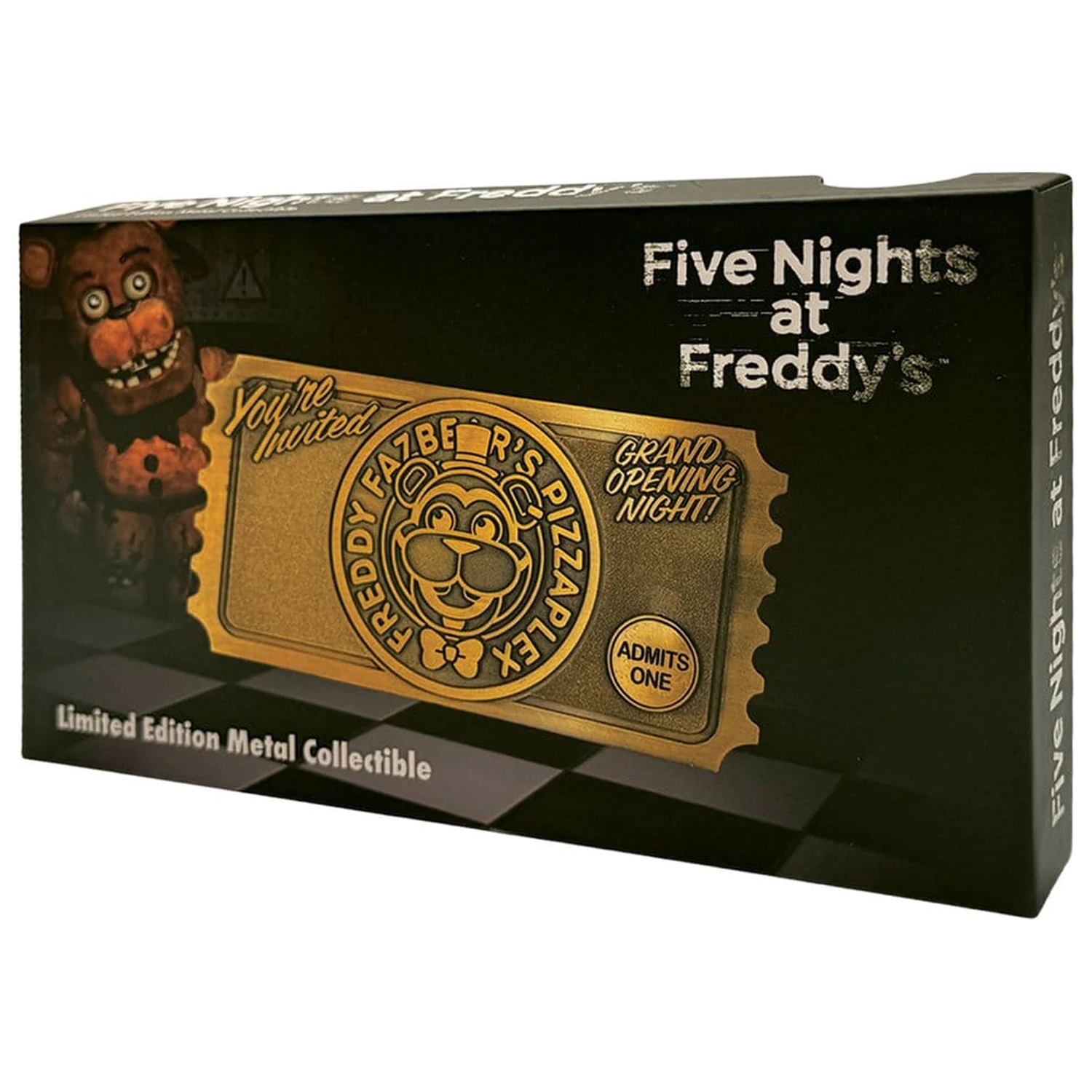 Five Nights at Freddy’s Nachbildung Pizzaplex Eröffnungsnacht Eintrittskarte limitierte Auflage Produktfoto