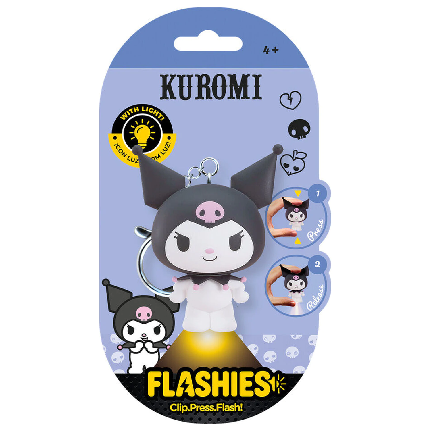 Flashies Hello Kitty Kuromi 3D Schlüsselanhänger mit LED Taschenlampe Produktfoto