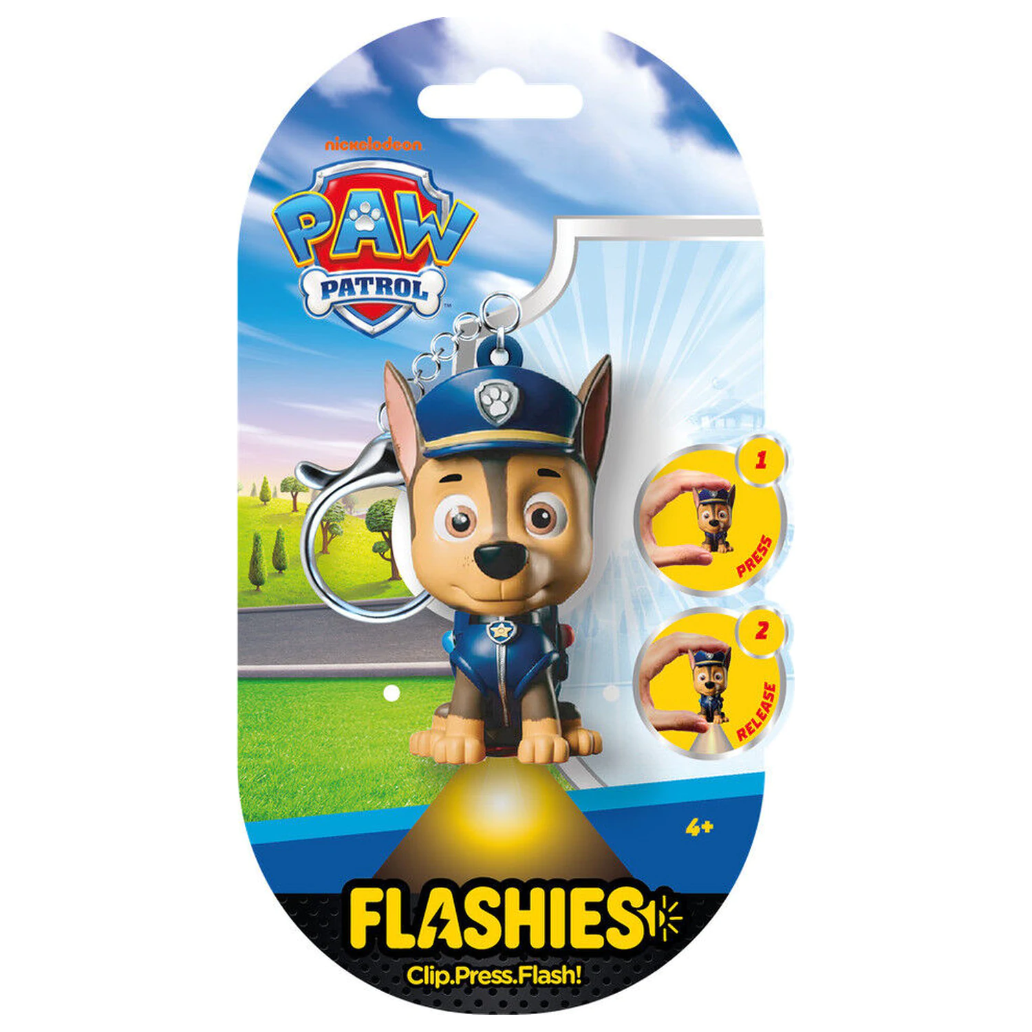 Flashies Paw Patrol Chase 3D Schlüsselanhänger mit LED Taschenlampe Produktfoto