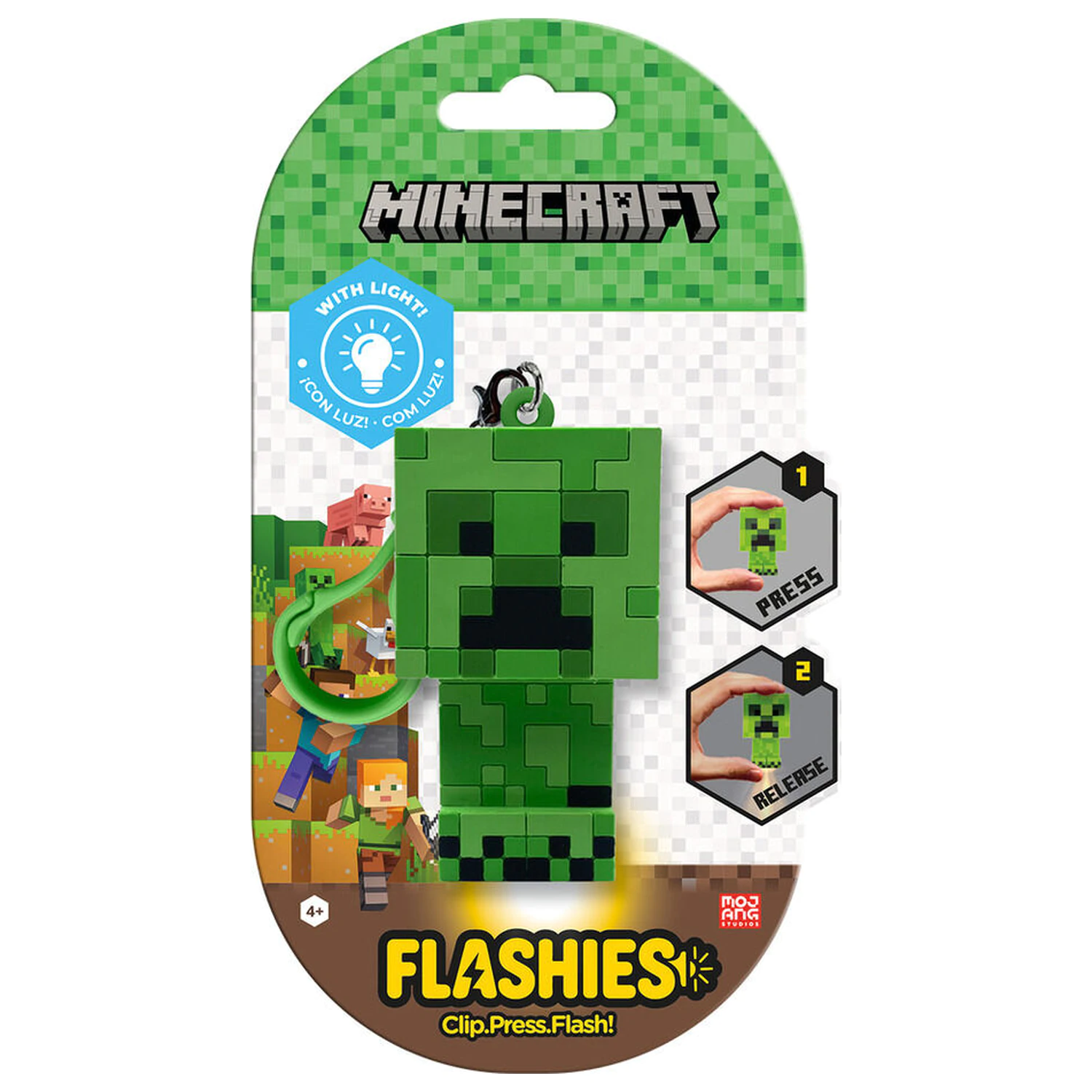 Flashies Minecraft 3D Schlüsselanhänger mit LED Taschenlampe Produktfoto