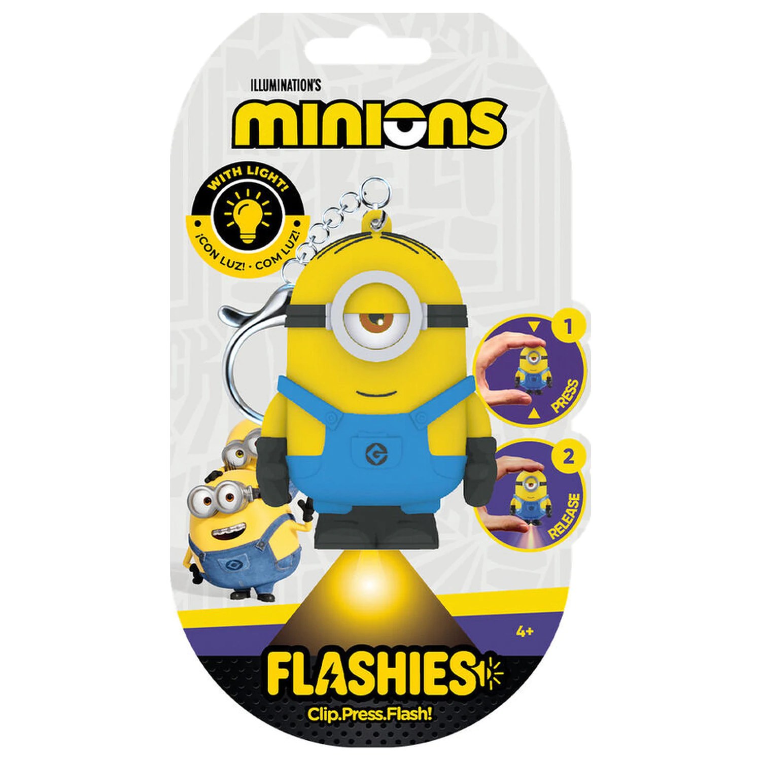 Flashies Minions 3D Schlüsselanhänger mit LED Taschenlampe Produktfoto