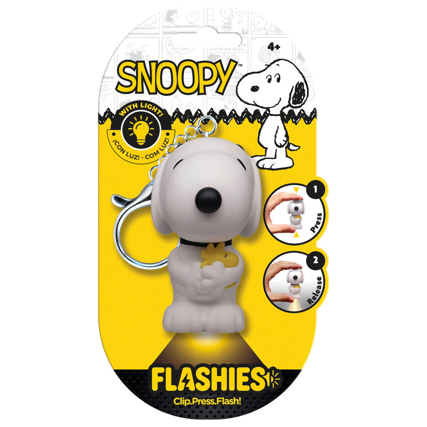 Flashies Peanuts Snoopy 3D Schlüsselanhänger mit LED-Taschenlampe Produktfoto