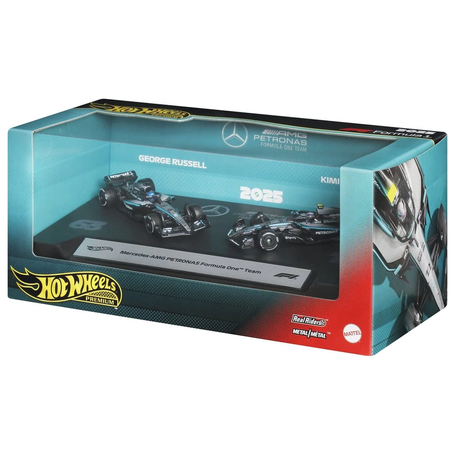 Formula 1 Hot Wheels Premium Die-Cast Fahrzeug 2er-Pack 1:64 Team Mercedes-AMG PETRONAS Produktfoto
