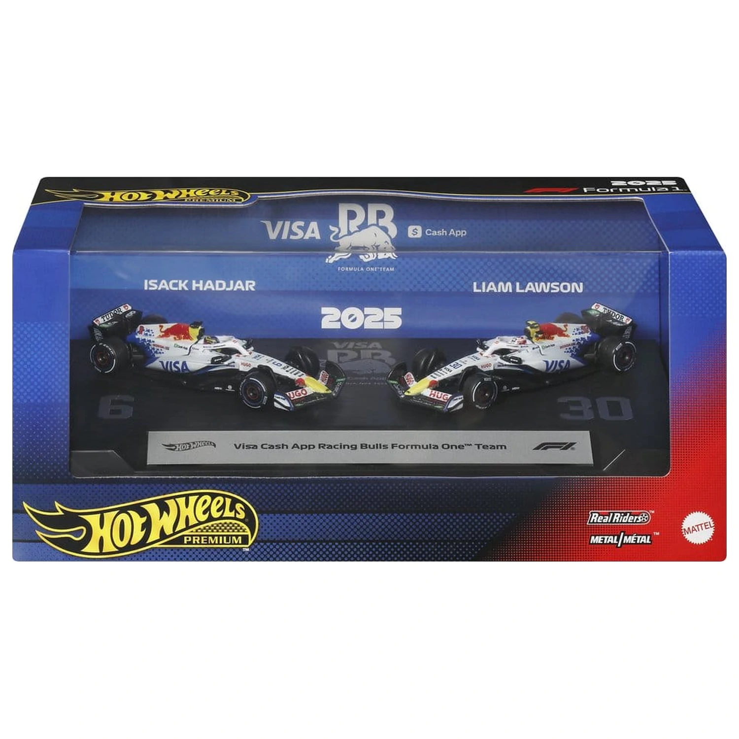 Formula 1 Hot Wheels Premium Die-Cast Fahrzeug 2er-Pack 1:64 Team Visa Cash App Racing Bulls Produktfoto