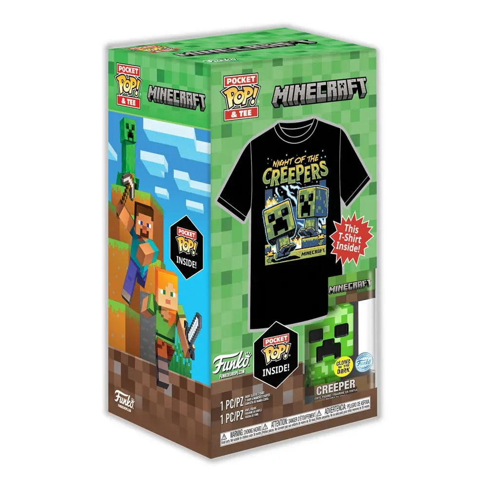 Minecraft Pocket POP! &amp; Kinder Tee Box Blue Creeper Größe L Produktfoto