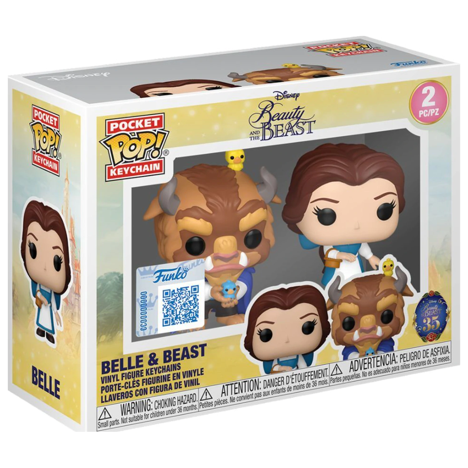 Funko POP Figur 2 Schlüsselanhänger Disney Die Schöne und das Biest Belle & Beast Produktfoto