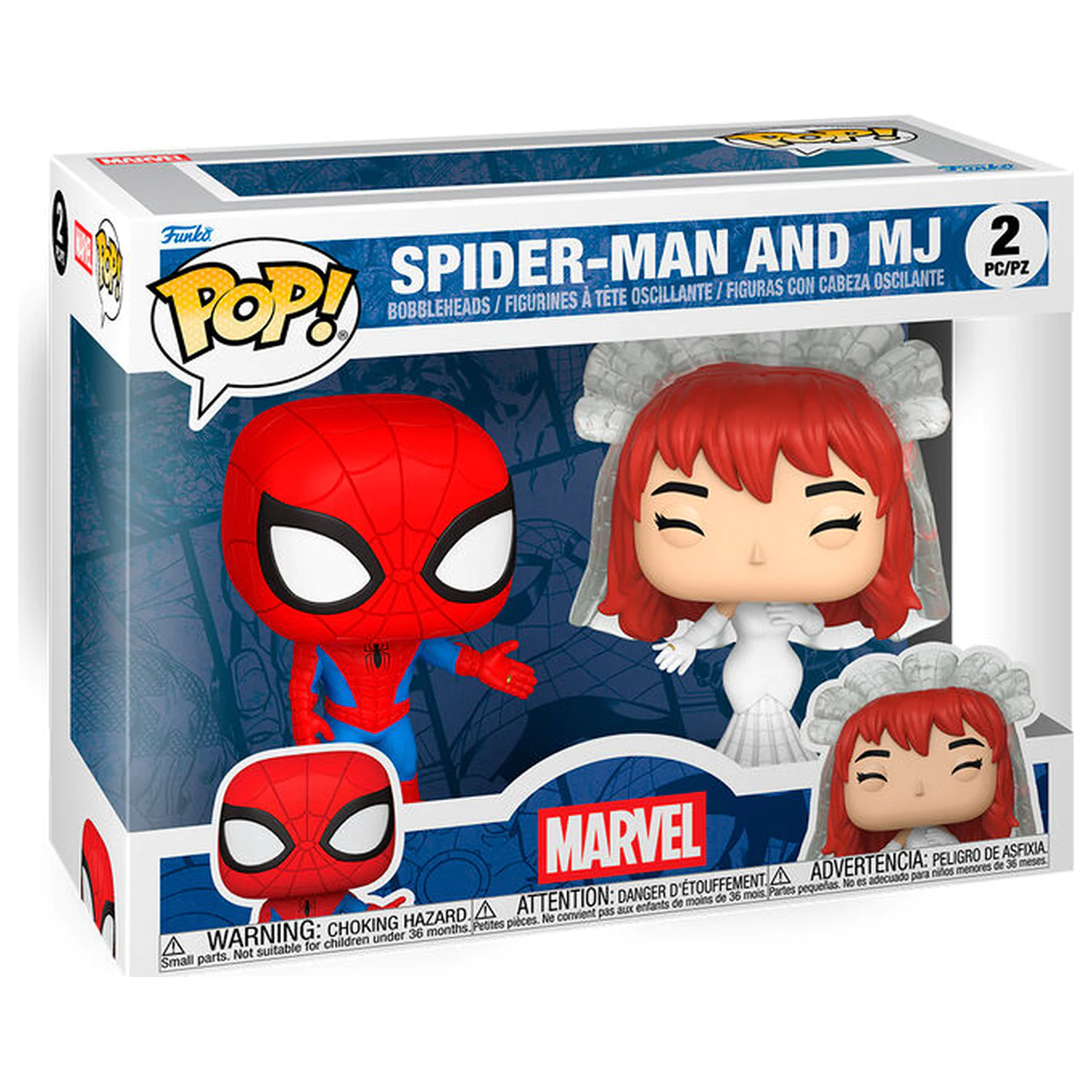 Funko POP Pack 2 Figuren Marvel Spider-Man und MJ Produktfoto