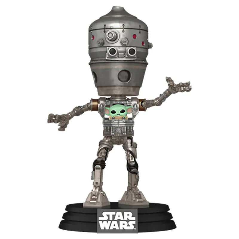 Star Wars: The Mandalorian Funko POP! Deluxe Vinyl Bobblehead Figur IG-12 with Grogu 17 cm Produktfoto