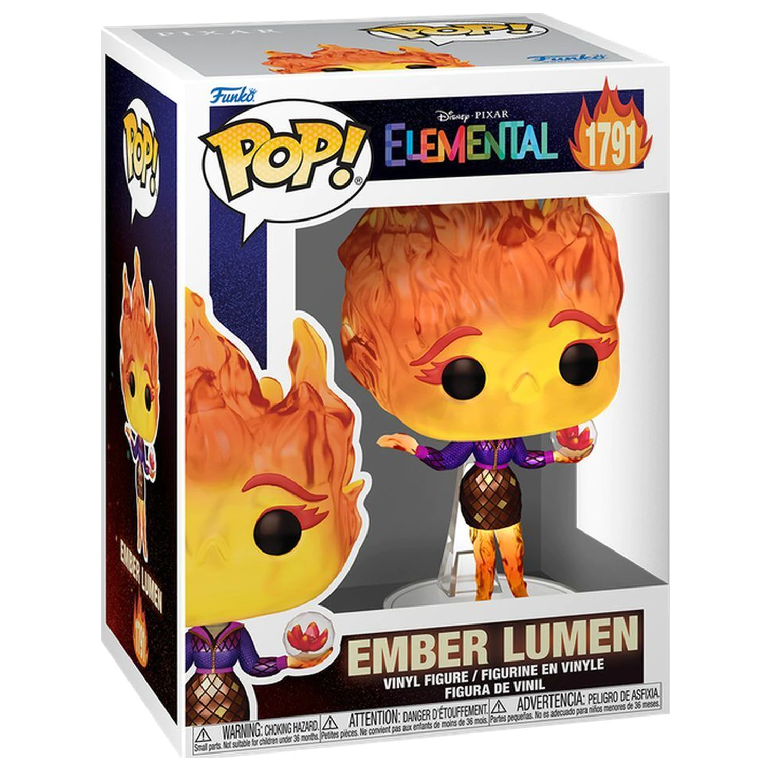 Funko POP Figur Disney Pixar Elemental Ember Lumen mit Vivisteria Blume Produktfoto