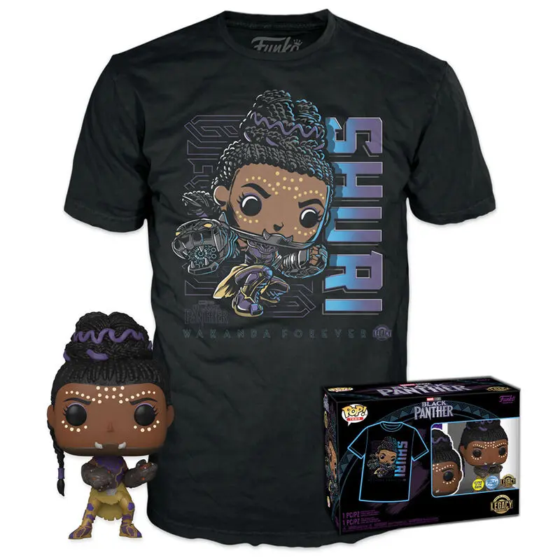 Funko POP! Figur & T-Shirt Set Marvel Black Panther Shury Exkluzív Produktfoto