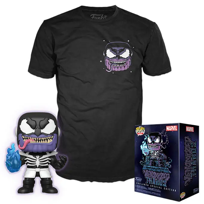 Funko POP Figur & T-Shirt Set Marvel Venom Venomized Thanos Exkluzív termékfotó