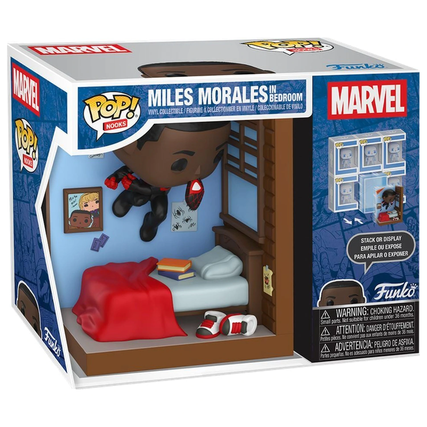 Funko POP Figur Nooks Marvel Miles Morales im Schlafzimmer Produktfoto