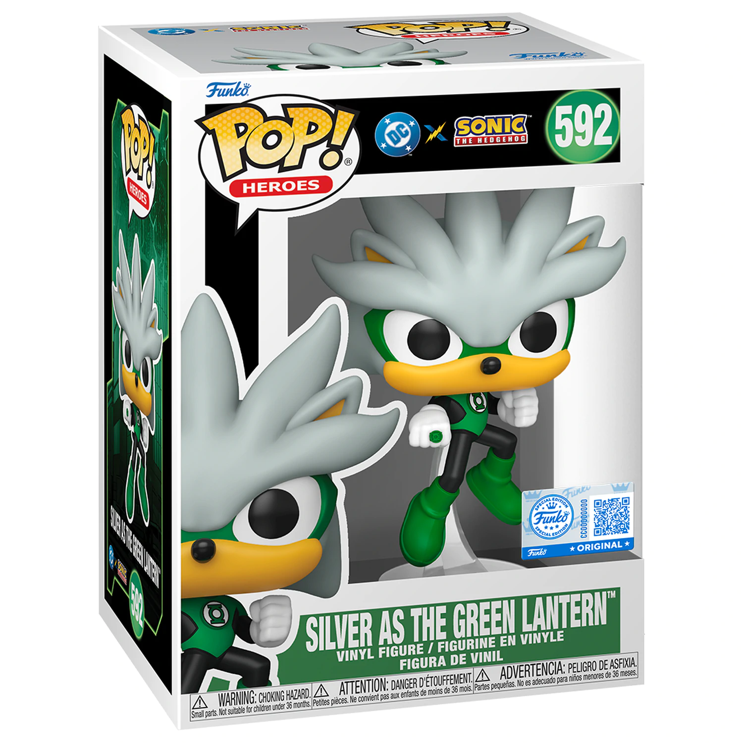 Funko POP Figur Sonic The Hedgehog DC Comics Silver As the Green Lantern Exclusive Produktfoto