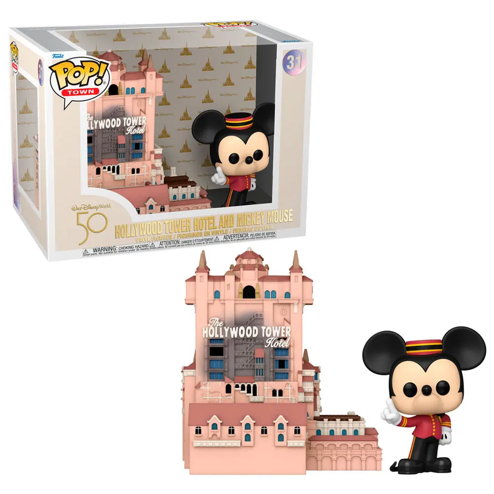 Walt Disney Word 50th Anniversary POP! Town Vinyl Figur Hollywood Tower Hotel and Mickey Mouse 9 cm termékfotó