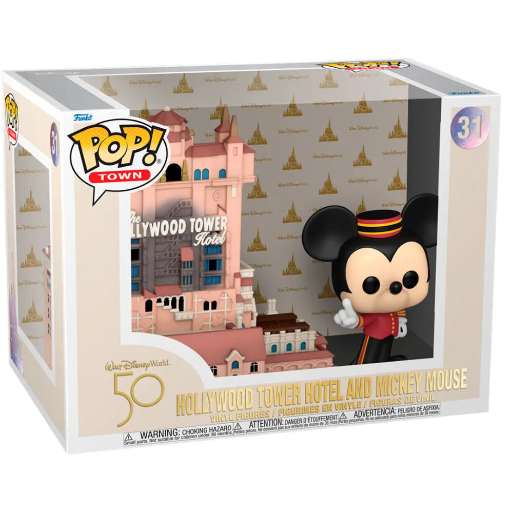 Walt Disney Word 50th Anniversary POP! Town Vinyl Figur Hollywood Tower Hotel and Mickey Mouse 9 cm termékfotó