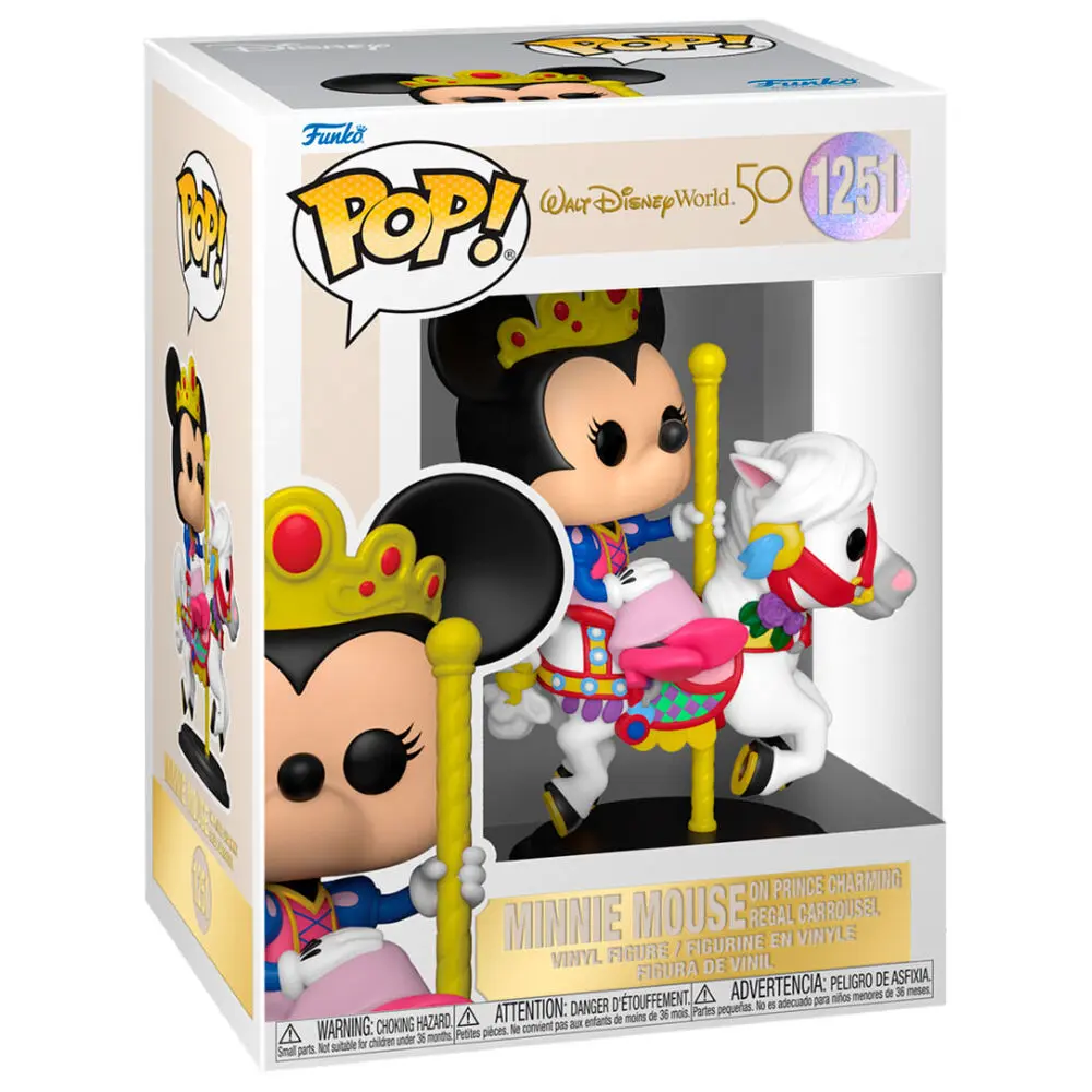 Walt Disney Word 50th Anniversary POP! Disney Vinyl Figur Minnie Mouse on Prince Charming Regal Carrousel 9 cm Produktfoto