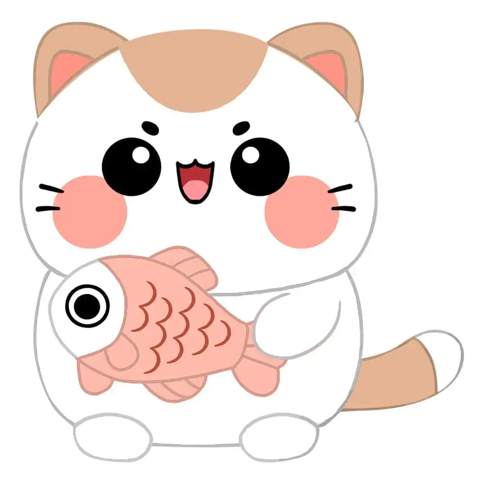 Funny Cat Plüsch Figur Katze mit Fisch 25 cm Produktfoto