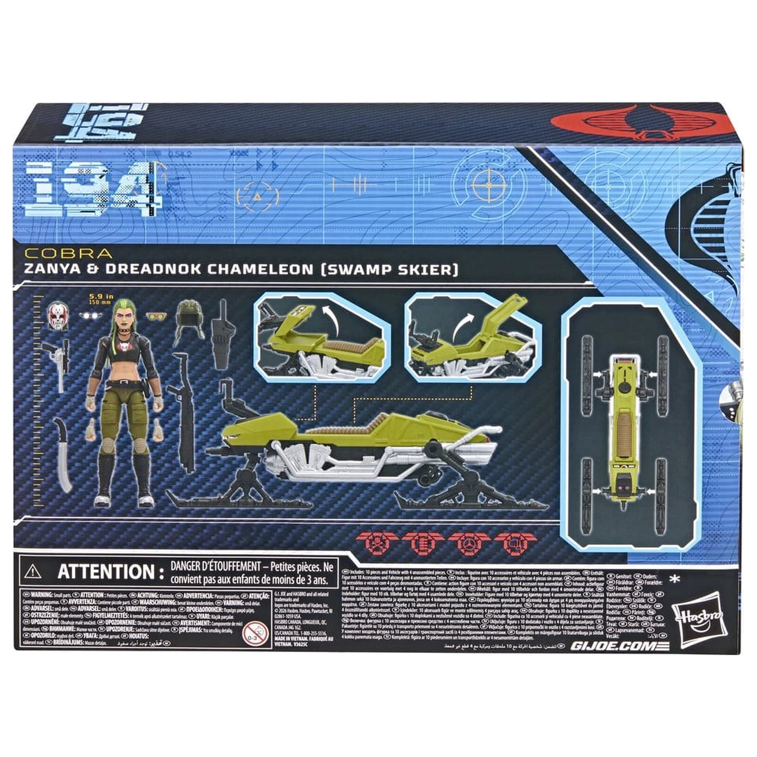 G.I. Joe Classified Series Actionfigur und Fahrzeug Set #194 Zanya and Dreadnok Chameleon (Swamp Skier) 15 cm Produktfoto