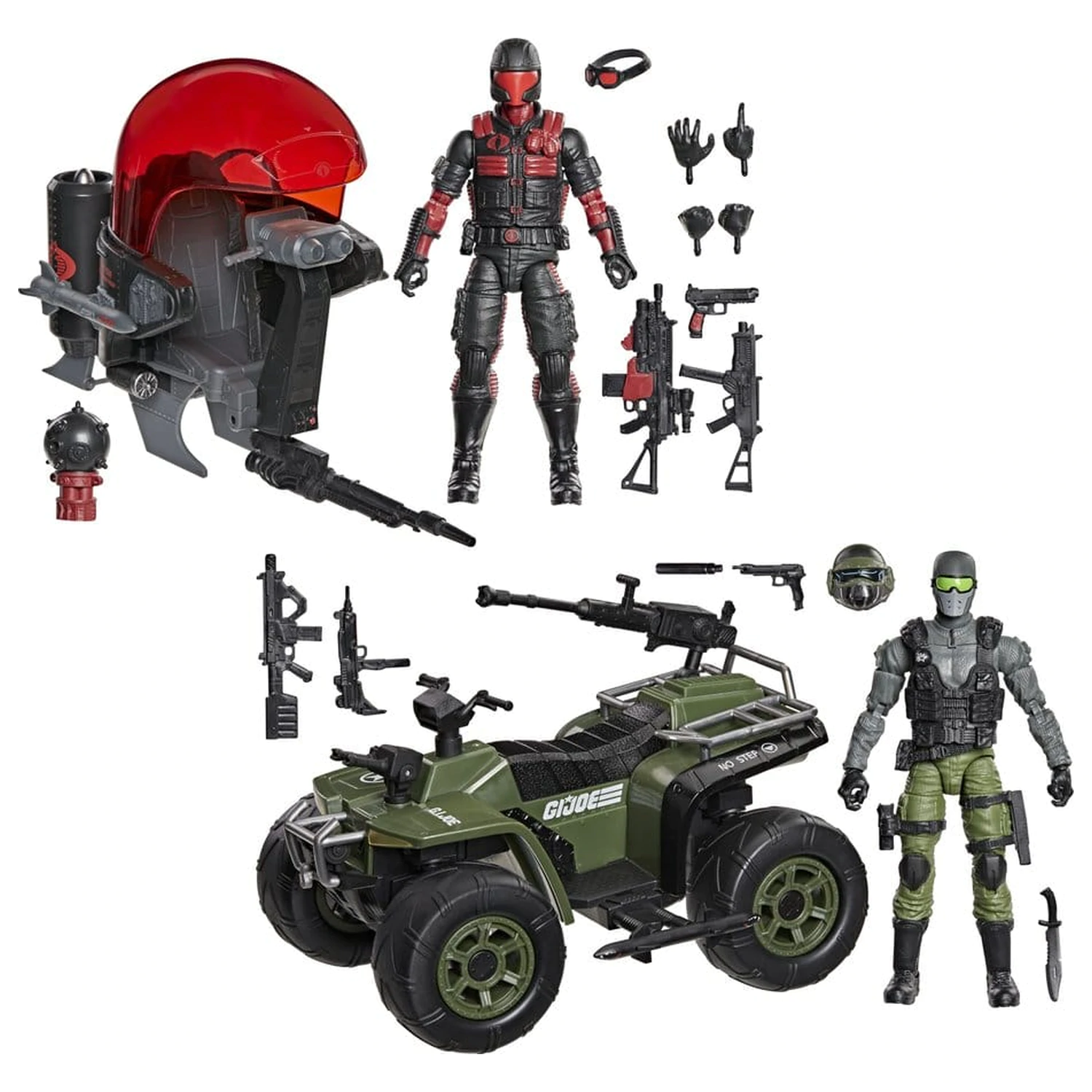 G.I. Joe Classified Series Action-Figur & Fahrzeug-Set Snake Eyes & Varmint ATV vs. Stealth Viper & Cobra Stealth Flight Pod (Trubble Bubble) 15 cm Produktfoto