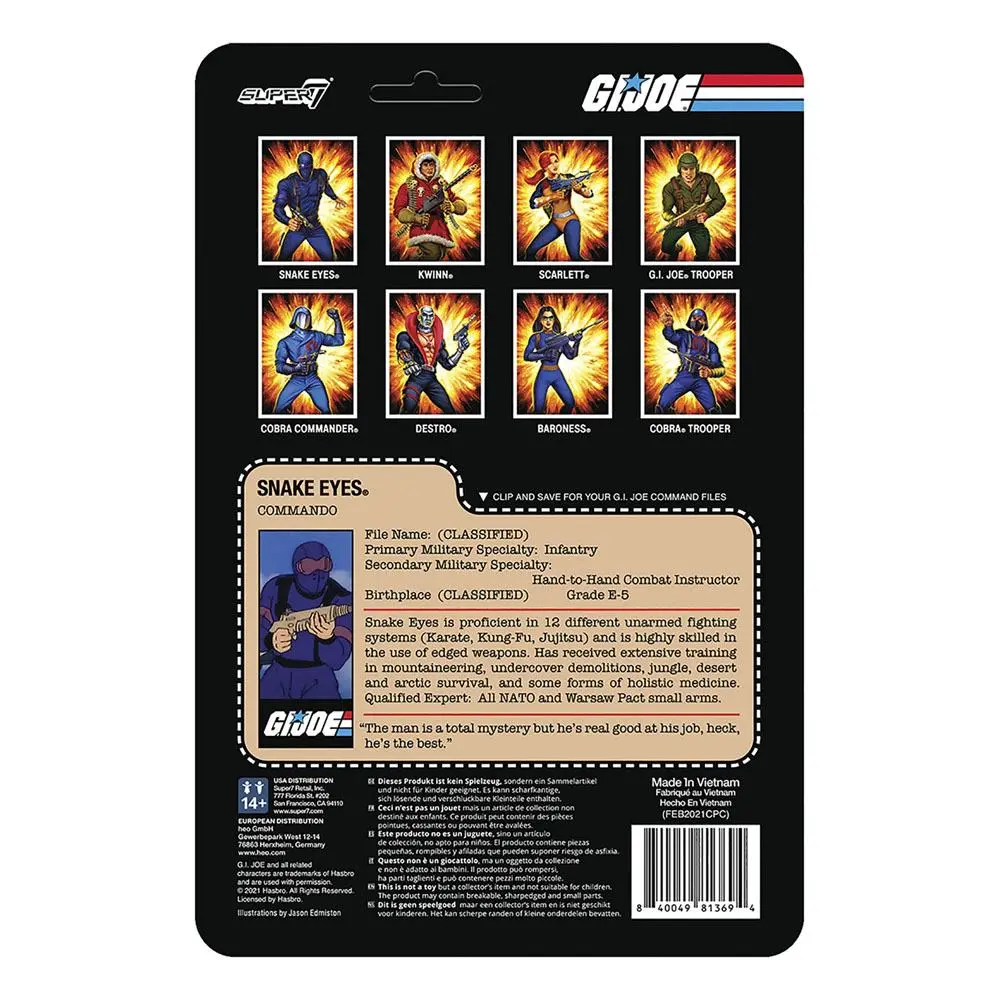 G.I. Joe ReAction Actionfigur Snake Eyes (RAH) 10 cm Produktfoto