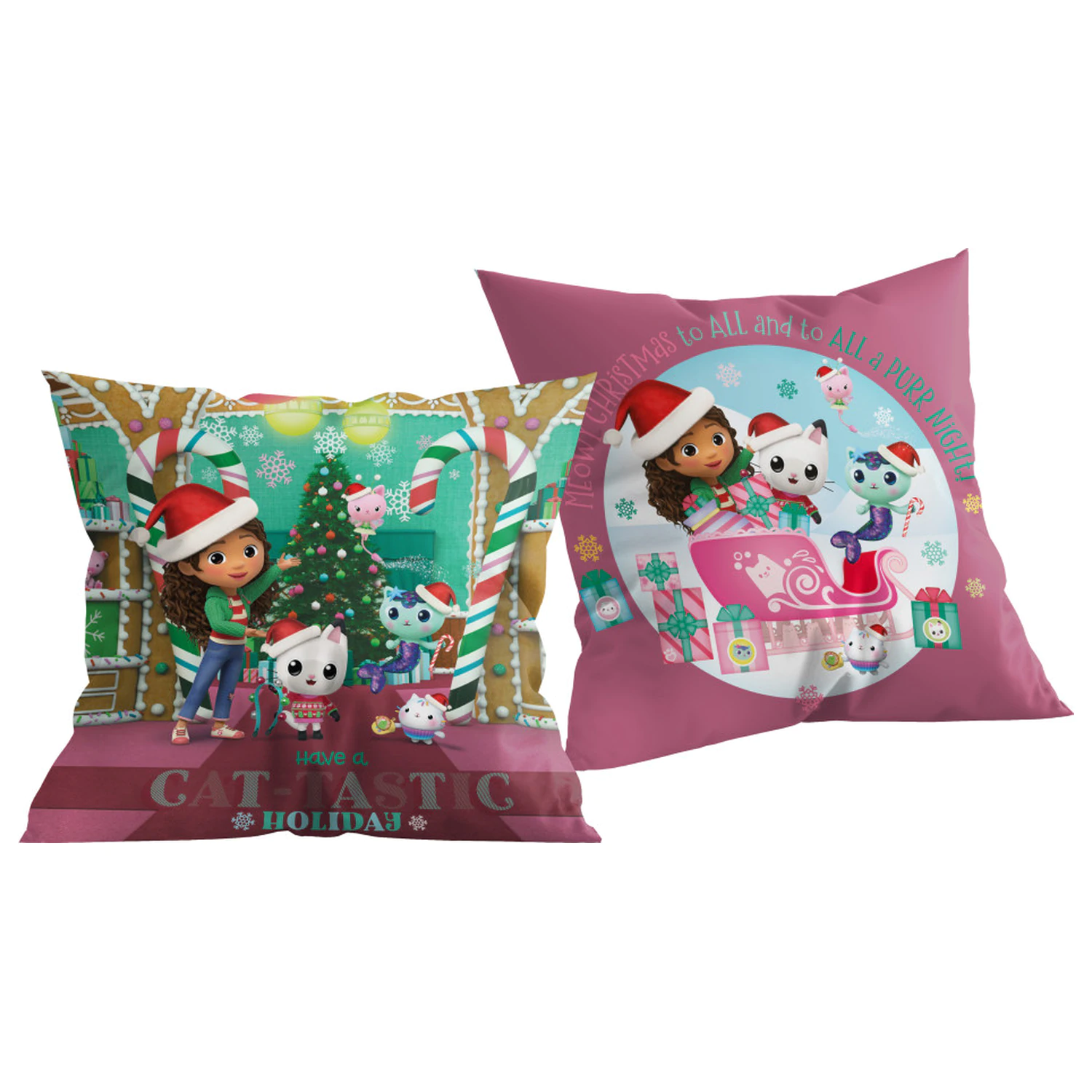 Gabi's Dollhouse Cat-tastic Holiday Christmas Kissen, Zierkissen Produktfoto