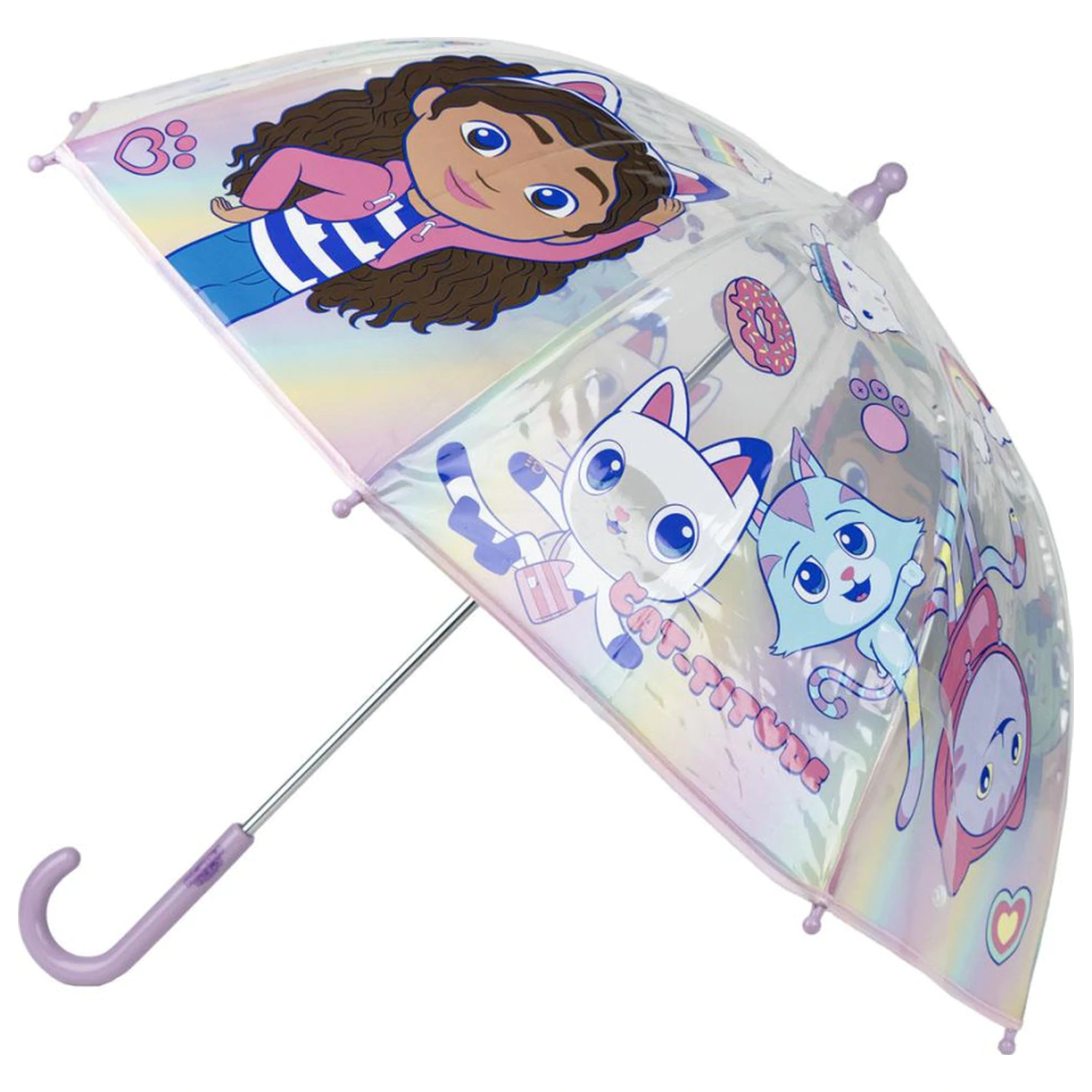 Gabi's Dollhouse Cat-titude Kids' transparenter Regenschirm Ø71 cm Produktfoto