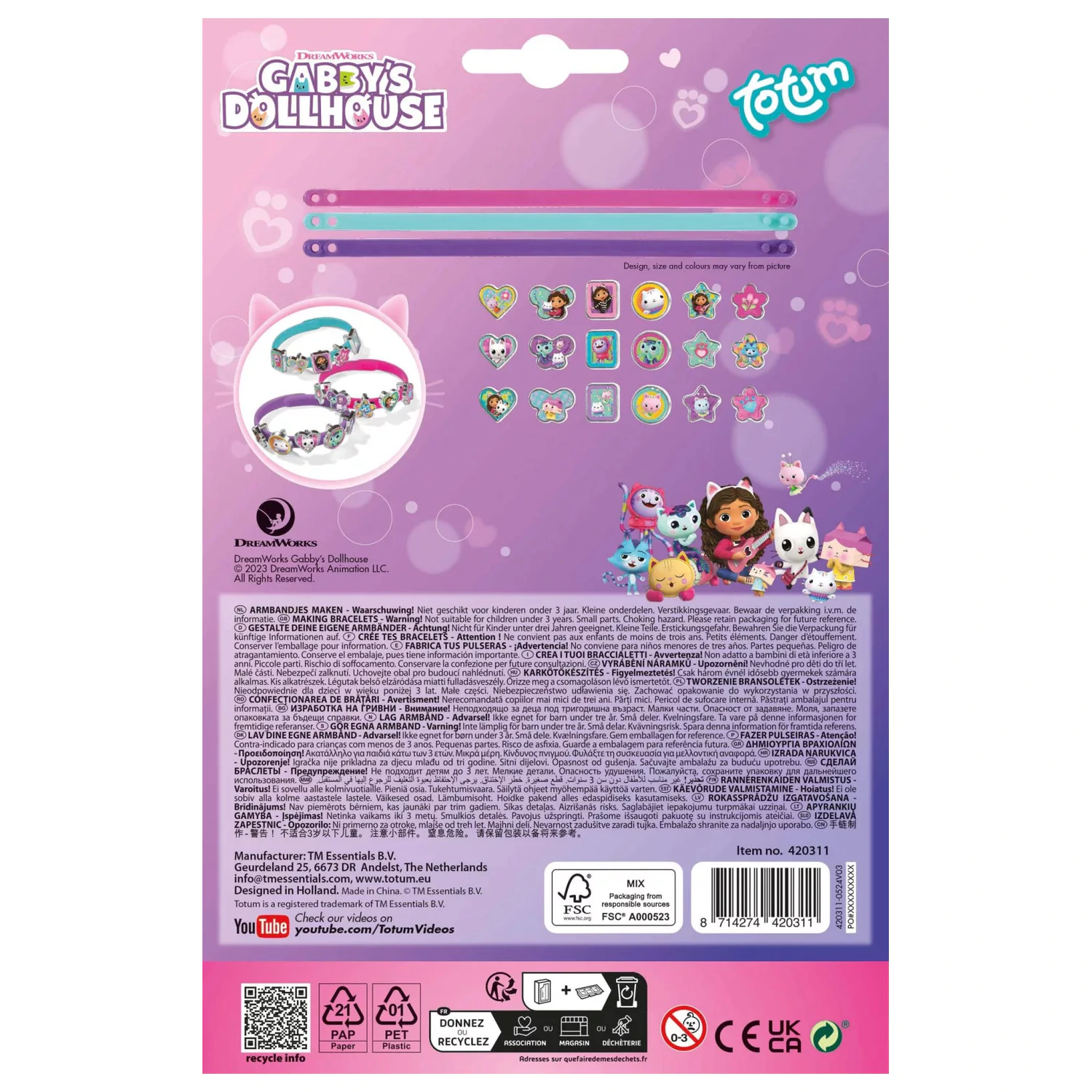 Gabi's Dollhouse Cats Armband Herstellungsset Produktfoto