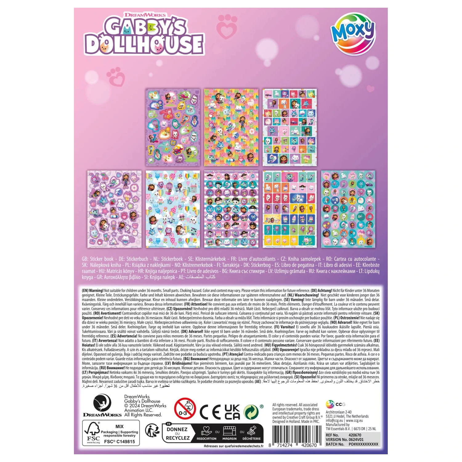 Gabi's Dollhouse Cats Sticker Pack 8 Bögen Produktfoto