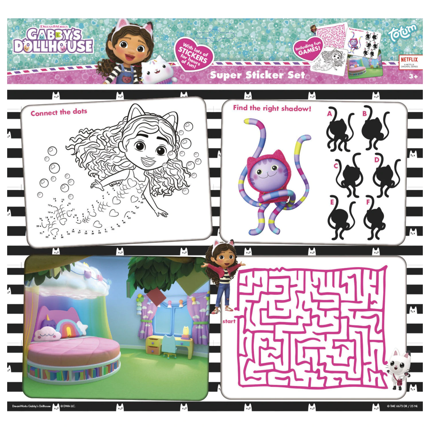 Gabby's Dollhouse Cats Super Aufkleber Set mit Spielzeug Produktfoto