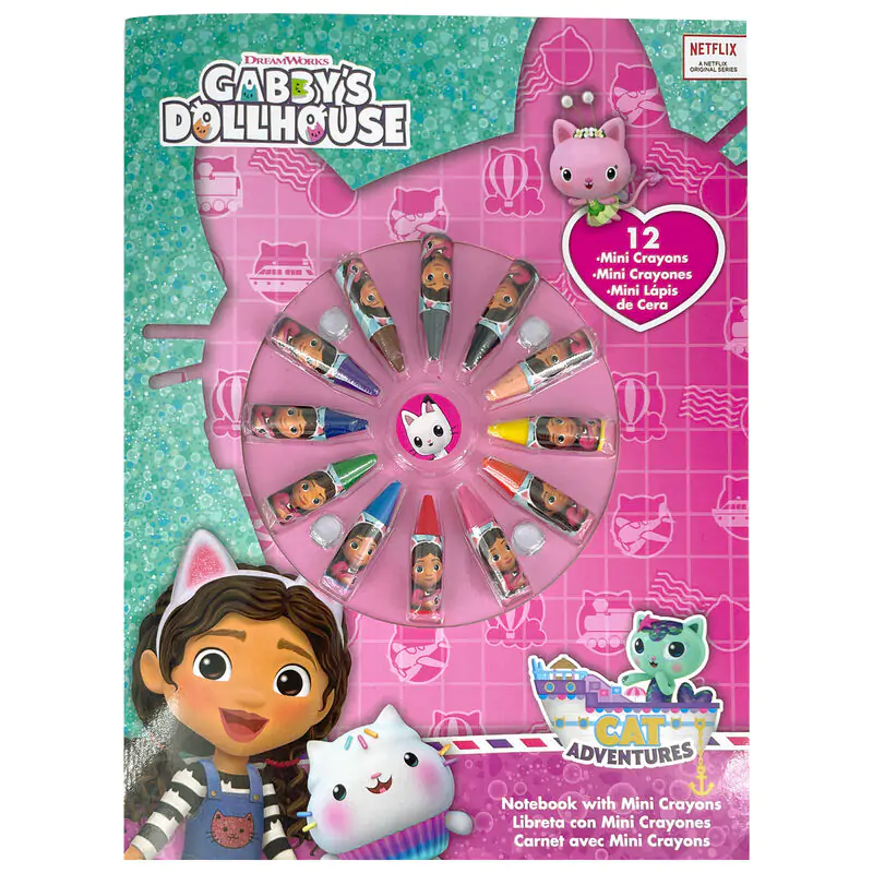Gabbys Dollhouse Notizbuch + 12 mini crayons set Produktfoto