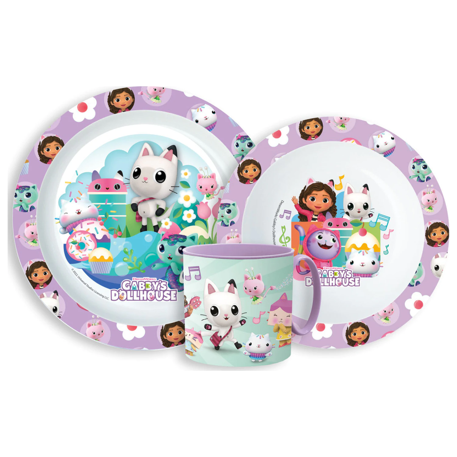 Gabby's Dollhouse Kitty Magic Geschirrset, Mikro Plastikset mit Tasse Produktfoto