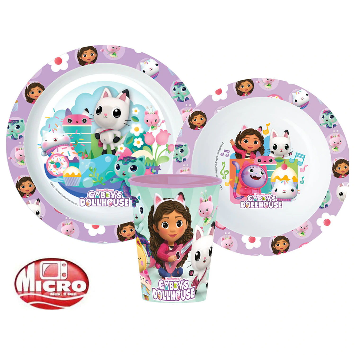 Gabby's Dollhouse Kitty Magic Geschirrset, Mikroplastik Set, mit Tasse 260 ml Produktfoto
