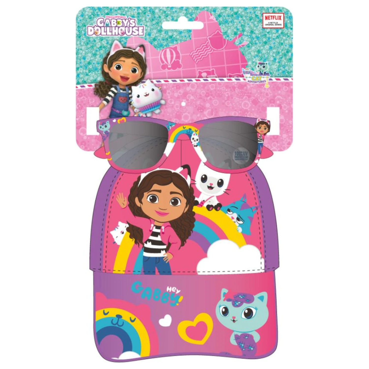 Gabi's Dollhouse Rainbow Sonnenbrillen und Baseballkappe Set Produktfoto