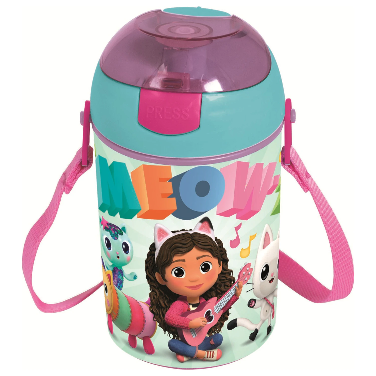 Gabi's Dollhouse Wonderland Trinkflasche aus Kunststoff mit Aufhänger 450 ml Produktfoto