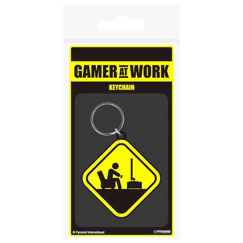 Gamer At Work Gummi-Schlüsselanhänger Caution Sign 6 cm Produktfoto